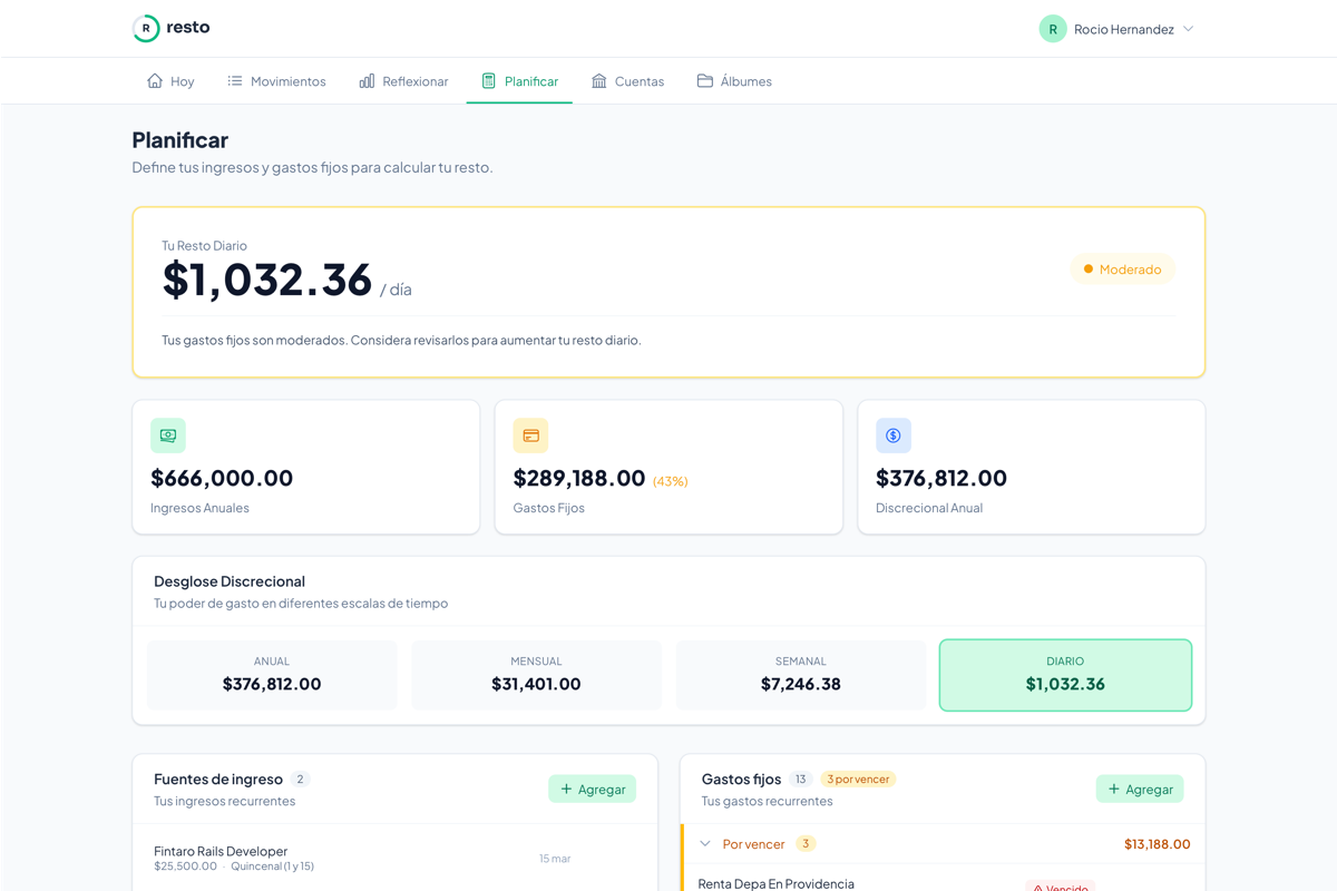 Captura de la pestaña Plan