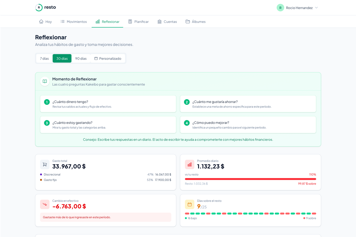 Captura de la pestaña Reflexiona